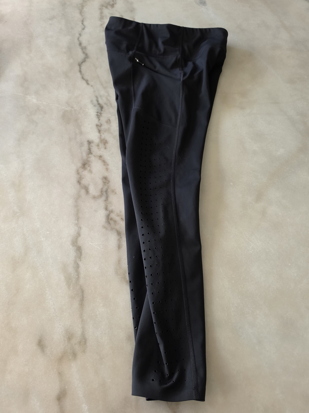 Athleta Black Performance Leggings with Perforated Side Panels